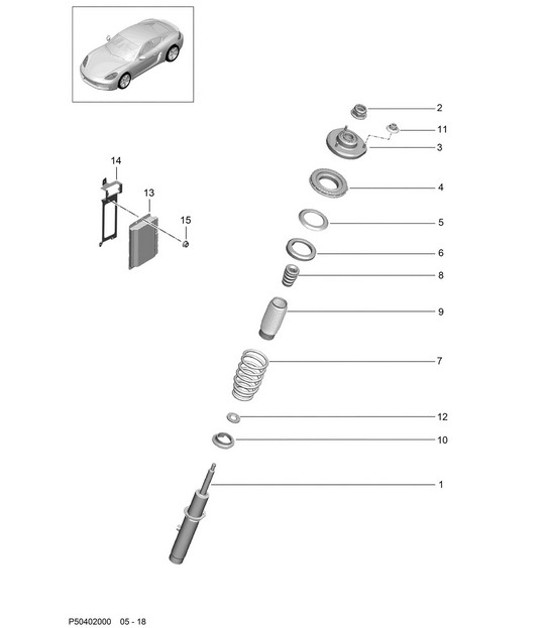Diagram 402-000 Porsche 911 & 912 (1965-1989) Front Axle, Steering 
