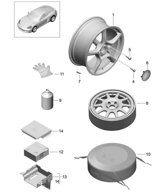 Diagram 601-000 Porsche 911 1987-1989 3.2L G50 Roues, Freins