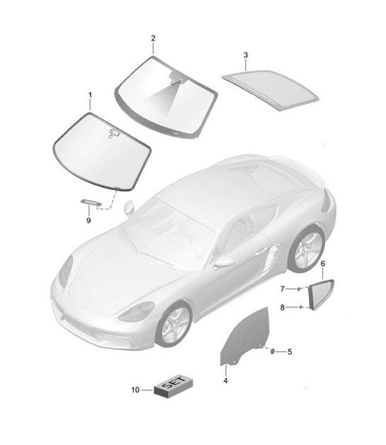 Vetri delle finestre 718C (982C) Cayman 2017>>