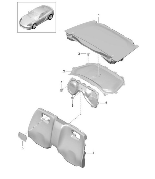 Rivestimenti / Vano motore 718C (982C) Cayman 2017>>