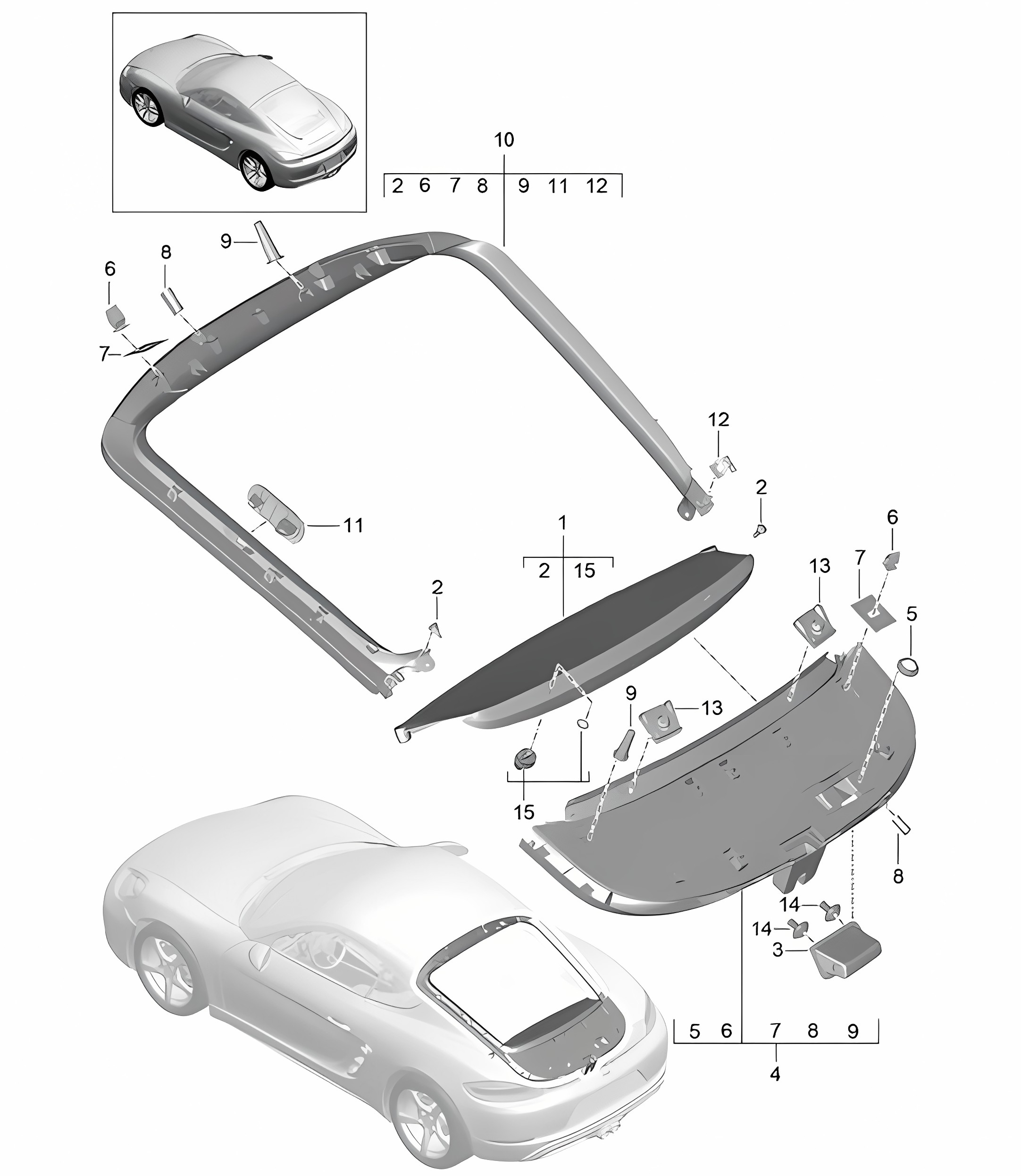 Trim / Rear lid 718C (982C) Cayman 2017>>
