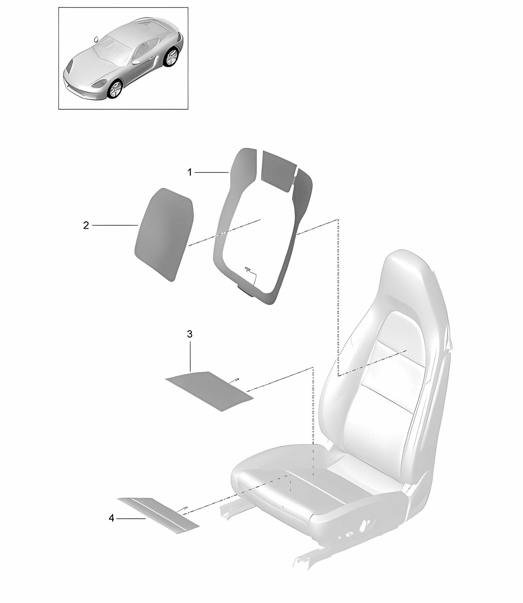 Heating element / Backrest side bolster / Centre part / Seat surface (PR:313,314, 317,318,321, 322,323,324, -541) 718C (982) Cayman 2017>>