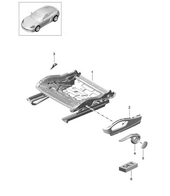 Telaio sedile / Sedile sportivo Plus / Accessori / Set di riparazione / Riconoscimento sedile occupato / Rivestimento per interruttore (PR:317,318, 323,324) 718C (982C) Cayman 2017>>