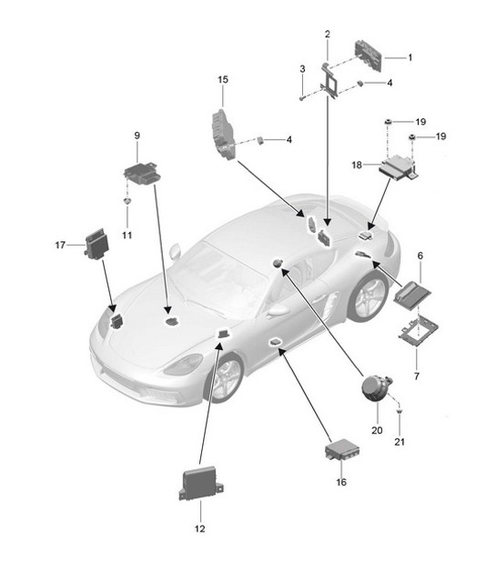 Diagram 901-003 Porsche Cayenne 9PA (955) 2003-2006 Electrical equipment