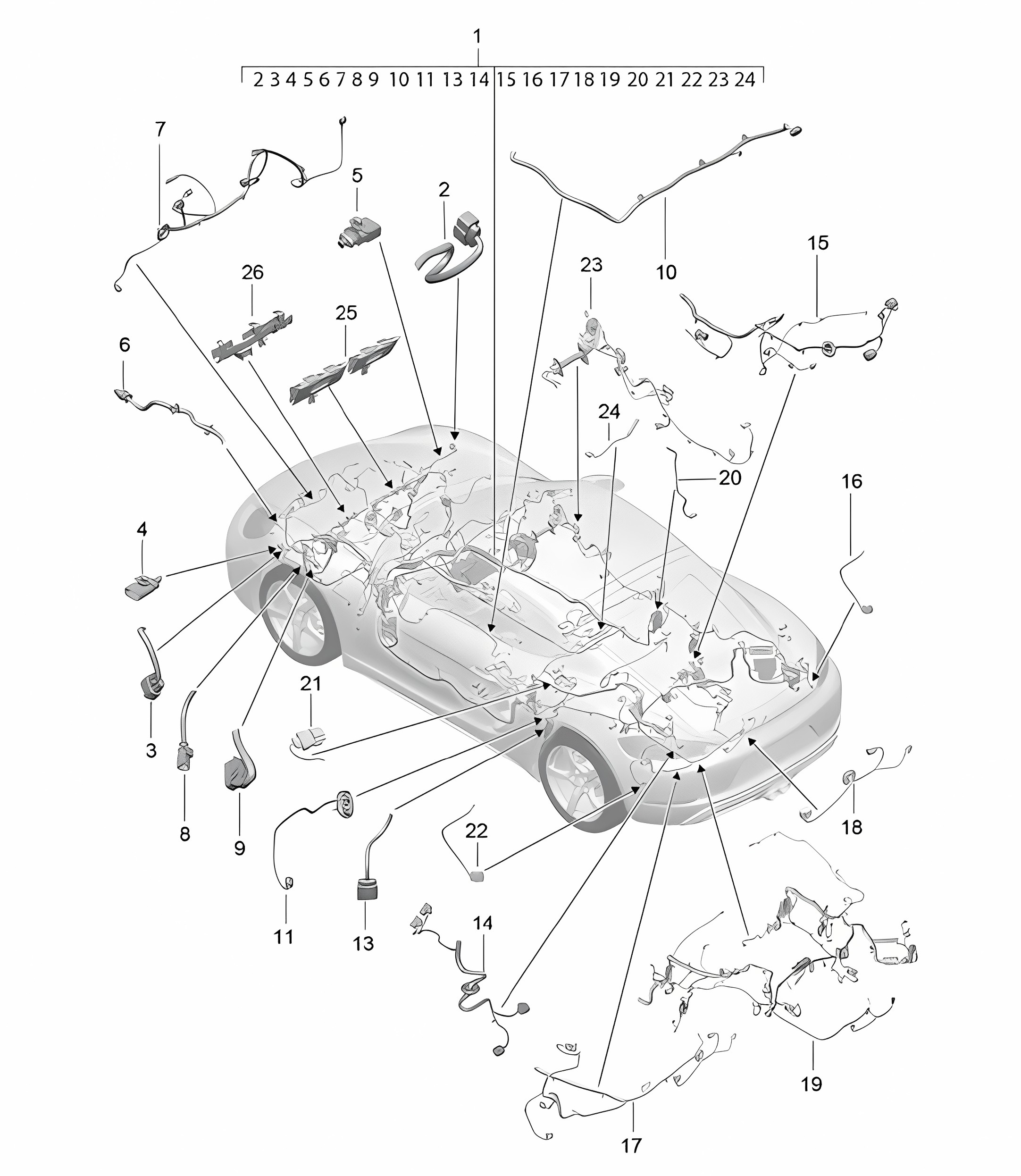 Wiring looms / Passenger compartment and part section wiring harness 718C (982C) Cayman 2017>>