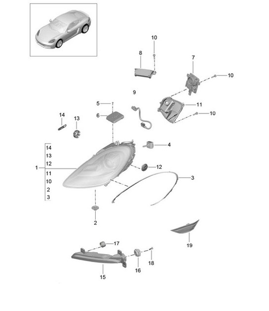 Diagram 905-001 Porsche 996 (911) (1997-2005) Electrical equipment