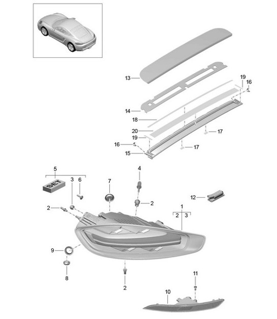 Diagram 905-005 Porsche 997 (911) MK2 2009-2012 Équipement électrique