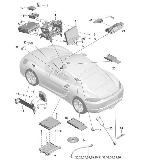 Diagram 911-000 Porsche Macan (95B) MK1 (2014-2018) Electrical equipment