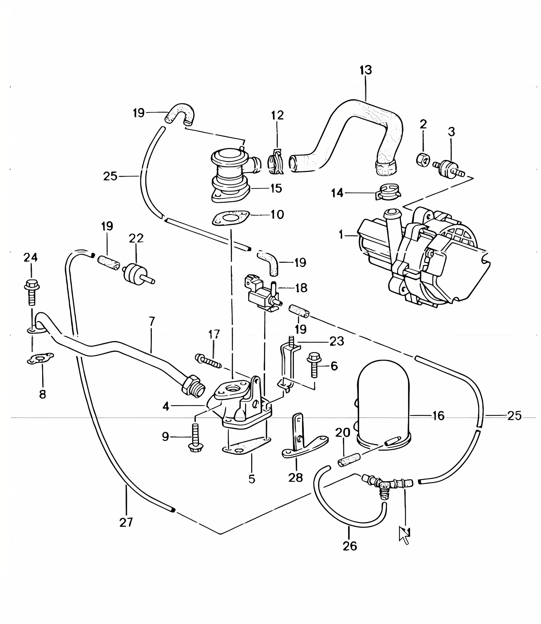 air injection for 986 Boxster 2.7L (M96.23) 2000-05 and 986 Boxster S 3.2L (M96.21/22/24) 2000-04