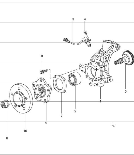 Diagram 401-05 Porsche 993 (911) (1994-1998) Vorderachse, Lenkung 