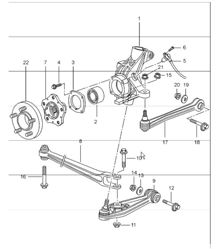 rear axle, wheel carrier, control arm and wheel hub for 986 Boxster 1997-04