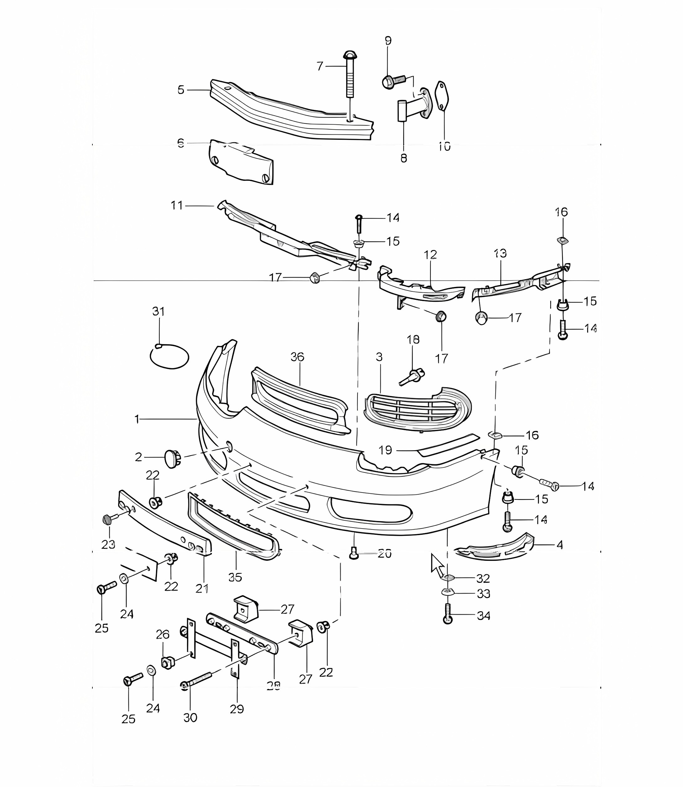 bumper front 986 Boxster 1997-04