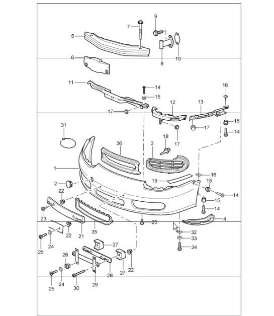 parachoques delantero 986 Boxster 1997-04
