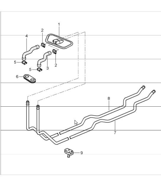 heating system 1, feed line, return line 986 Boxster 1997-04