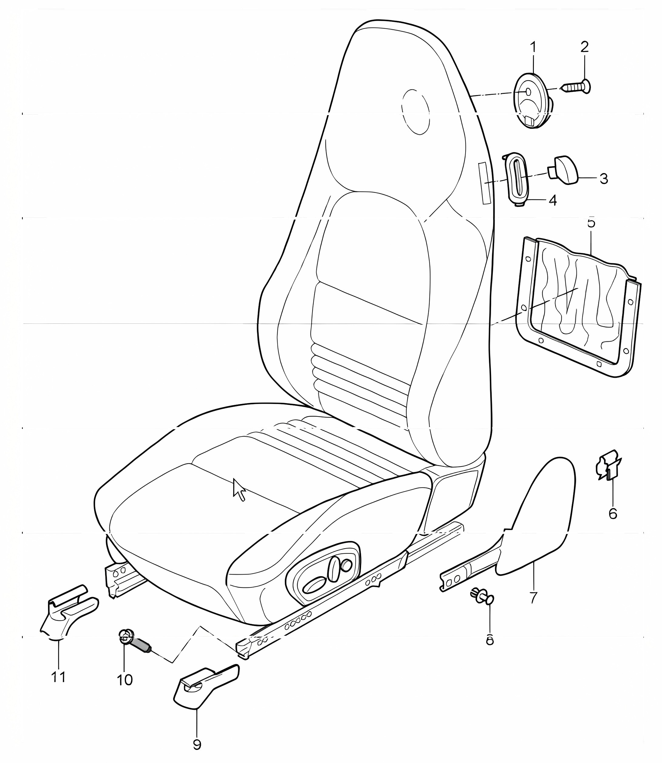 front seat, standard seat, comfort seat for 986 Boxster 1997-04