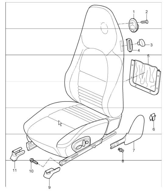 front seat, standard seat, comfort seat for 986 Boxster 1997-04
