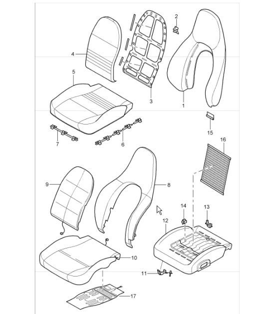 cover, foam part, standard seat, comfort seat 986 Boxster 1997-04