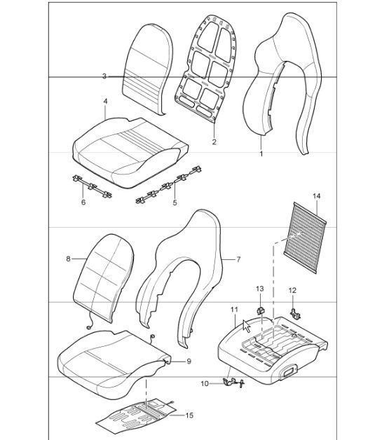 cover, foam part, sports seat 986 Boxster 1997-04