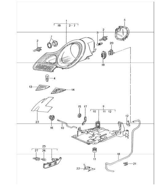 Diagram 905-00 Porsche 991 (911) MK1 2012-2016 Équipement électrique