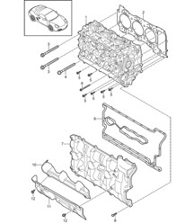 Cylinder head with: Valves, Cylinder head gasket, Valve cover 987.2 Boxster / Boxster S 2009-12