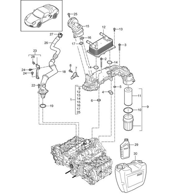 Diagram 104-005 Porsche 997 MK1 GT2 2007-09 Engine