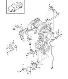 Crankcase housing / Bleeding / Tank ventilation / Vacuum pump 987.2 Boxster / Boxster S 2009-12