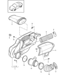 Air filter (Model: A120,A121) 987.2 Boxster / Boxster S 2009-12