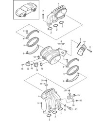 Intake air distributor / Throttle valve adapter (Model: A120,A121) 987.2 Boxster / Boxster S 2009-12