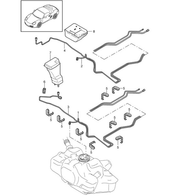 Diagram 201-005 Porsche 911 & 912 (1965-1989) Fuel System, Exhaust System