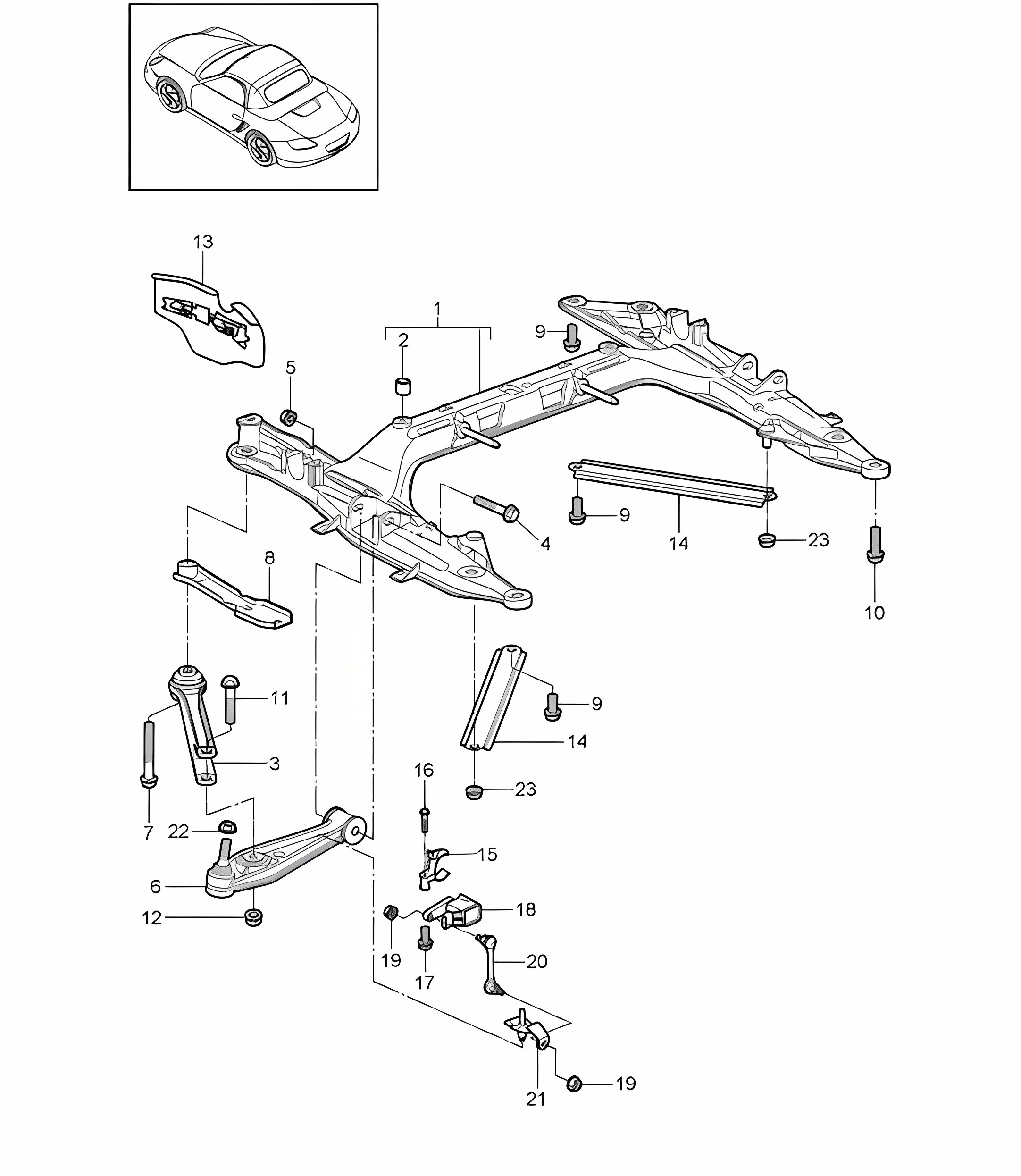 Cross member / Wishbone 987.2 Boxster / Boxster S 2009-12