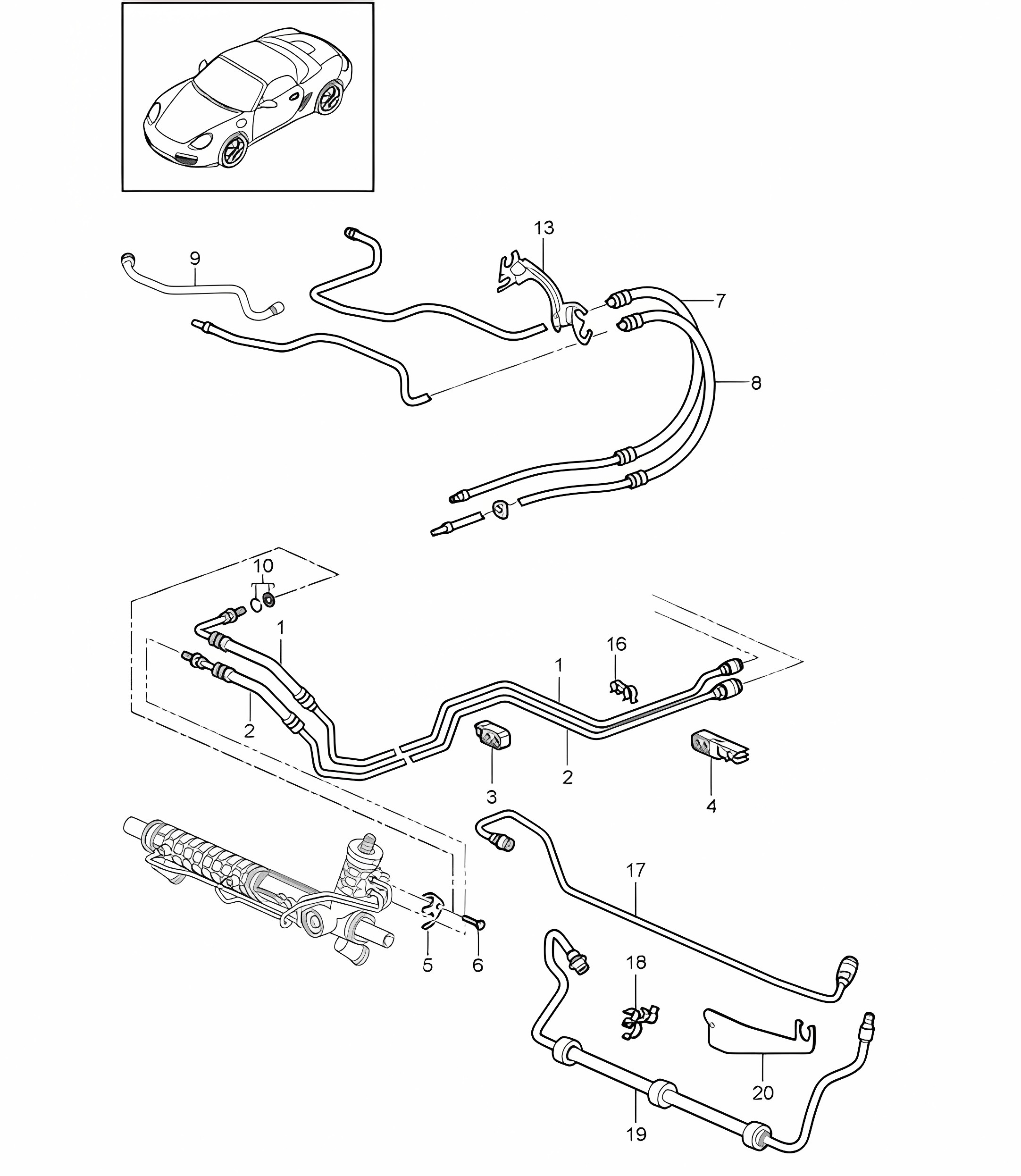 Power steering / Lines 987.2 Boxster / Boxster S 2009-12