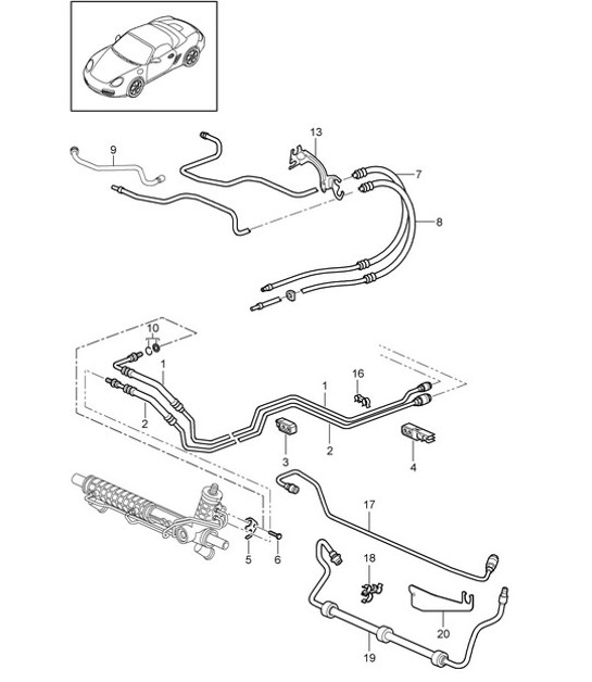 Diagram 403-001 Porsche Macan (95B) MK1 (2014-2018) Front Axle, Steering 