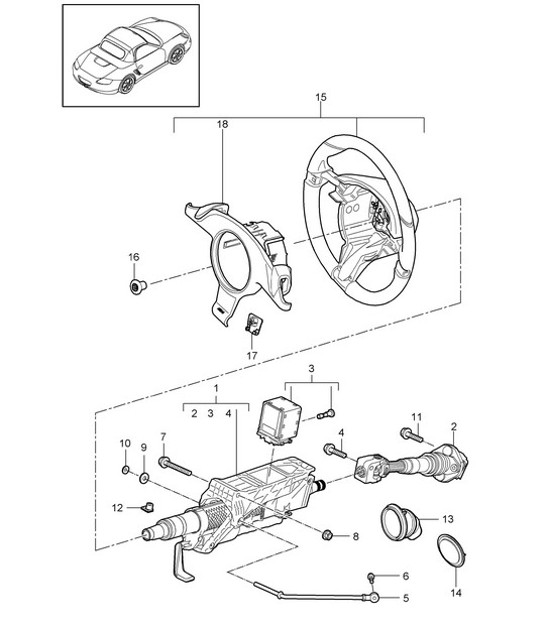 Diagram 403-004 Porsche Panamera 970 MK1 (2009-2013) Front Axle, Steering 