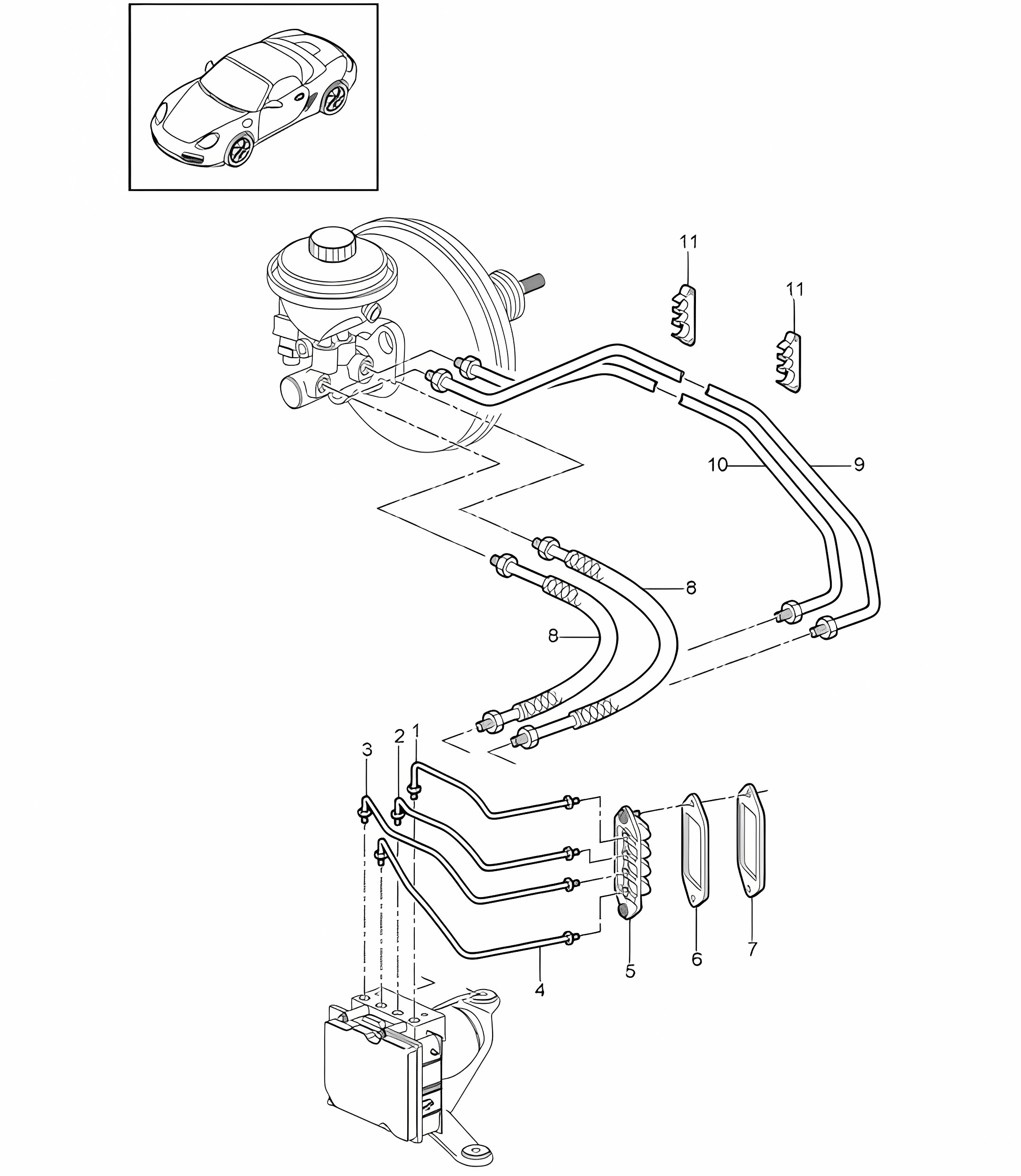 Brake lines / Front end 987.2 Boxster / Boxster S 2009-12
