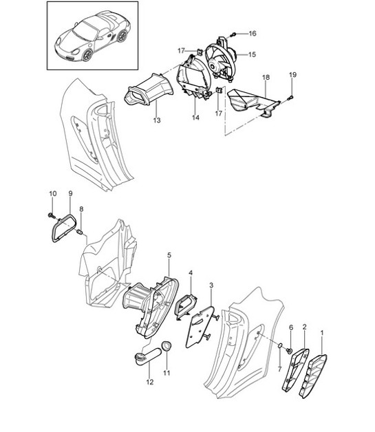 Ventilación / Compartimento motor 987.2 Boxster / Boxster S 2009-12
