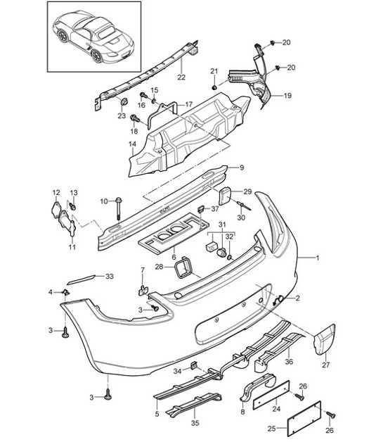 Paragolpes trasero 987.2 Boxster / Boxster S 2009-12