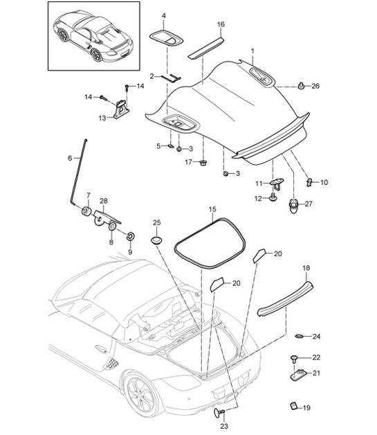Tapa Trasera - PR:778 - 987.2 Boxster Spyder 2009-12