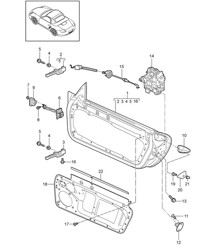 Door shell / Installation parts / Door lock  987.2 Boxster / Boxster S 2009-12