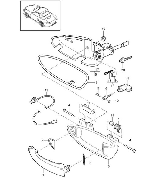 Manija de puerta 987.2 Boxster / Boxster S 2009-12