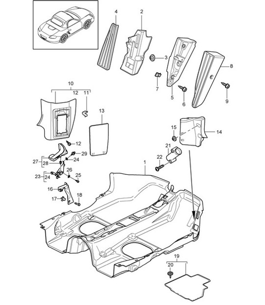 Equipamiento interior / Suelos / Revestimientos 987.2 Boxster / Boxsert S 2009-12