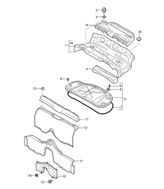 Revestimientos / Bandeja compartimento motor / Capota 987.2 Boxster Spyder (PR:778) 2009-12