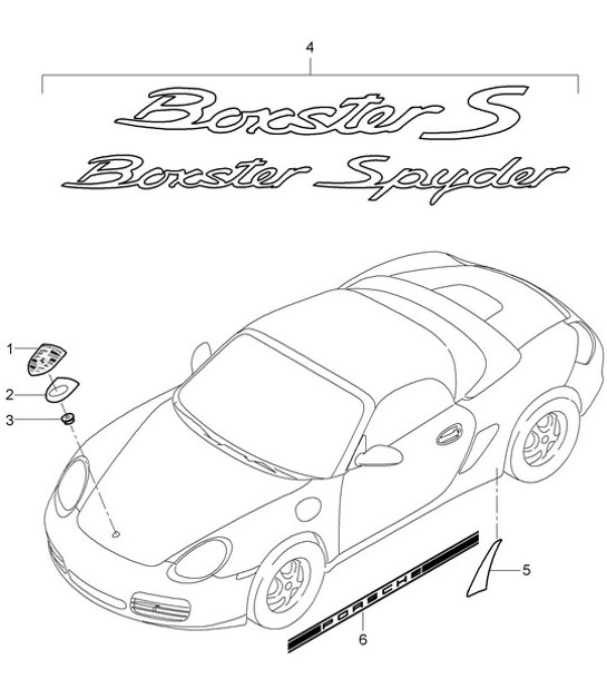 Rotulaciones/letras/lámina protectora contra piedras 987.2 Boxster / Boxster S 2009-12
