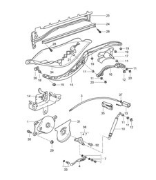 Driving mechanism / Convertible top / Convertible top stowage box / Cover 987.2 Boxster / Boxster S 2009-12