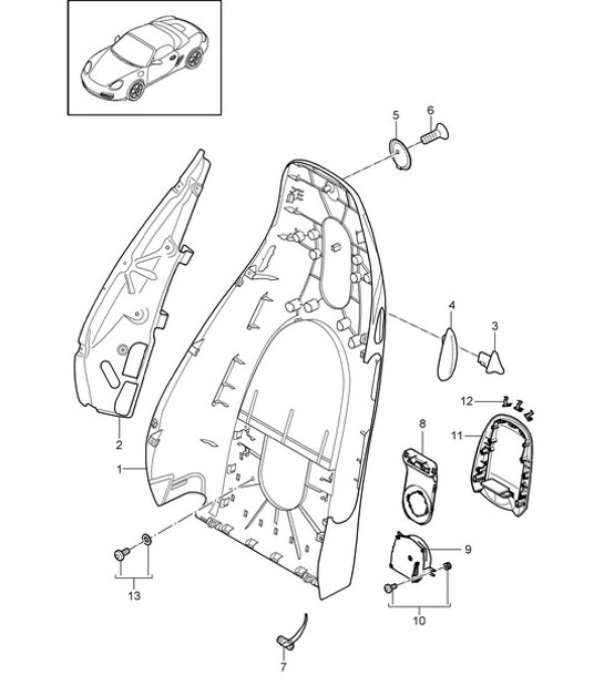 Carcasa del respaldo / Asiento estándar / Asiento confort / Accesorios 987.2 Boxster / Boxster S 2009-12