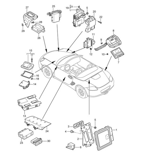 Diagram 901-003 Porsche Boxster 986/987/981 (1997-2016) Materiale elettrico