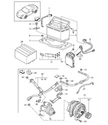 Batteria / Distributore di corrente / Motorino di avviamento / Alternatore 987.2 Boxster / Boxster S 2009-12