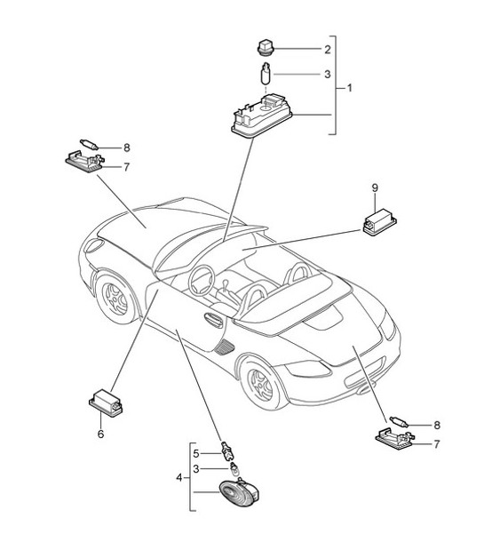 Diagram 903-004 Porsche 997 MK1 Carrera 4S 3.8L 2005-08 Materiale elettrico