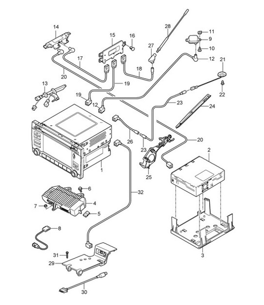 Diagram 911-000 Porsche 997 MK1 Carrera 4S 3.8L 2005-08 Elektrische Ausrüstung