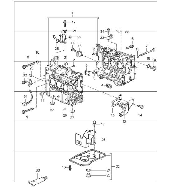Diagram 101-05 Porsche Boxster 986/987/981 (1997-2016) Motor