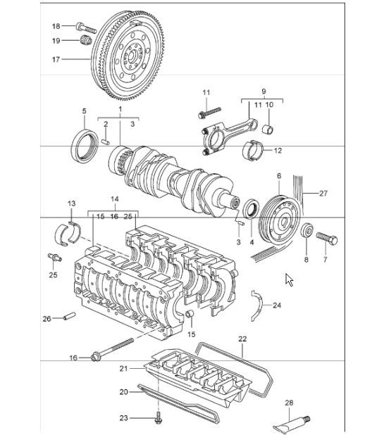 Diagram 102-00 Porsche 991 (911) MK1 2012-2016 Engine